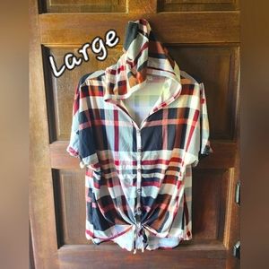 Hoodied Button-up Shirt